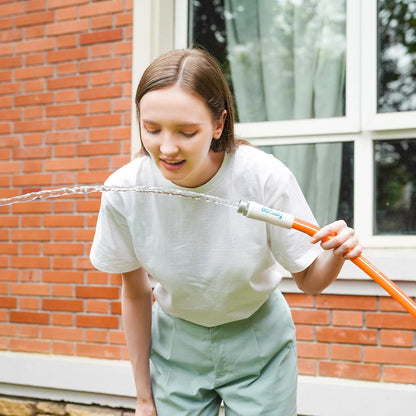 Fevone 25 ft x 5/8" Heavy Duty Garden Hose, Drinking Water Safe, Flexible & Kink-Free Hybrid Polymer Water Hose, Lightweight Outdoor Hose with 3/4" Solid Aluminum Fittings