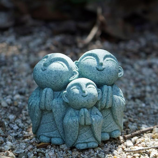 OwMell 3 Japanese Jizo Statue Stone Japanese Buddha Jizo Monk Statue Figurine Memorial Statue Aquarium Decoration Garden Outdoor Ornament 3" - Praying