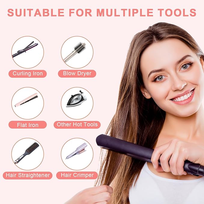 AMIJEAL Oversize Silicone Heat Resistant Mat for Hair Tools, Curling Iron Mat, Hot Tools Holder, Portable Flat Iron Hair Straightener Pad Cover for Travel Vanity Salon(14.2" x 11.0")