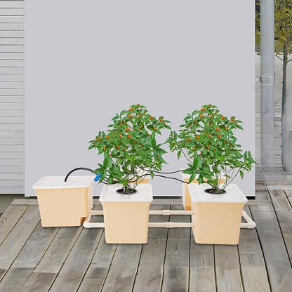 DWC Hydroponics Growing System Kit 4 Site + Reservoir, Deep Water Culture Hydroponic Bucket System with Submerged Pump