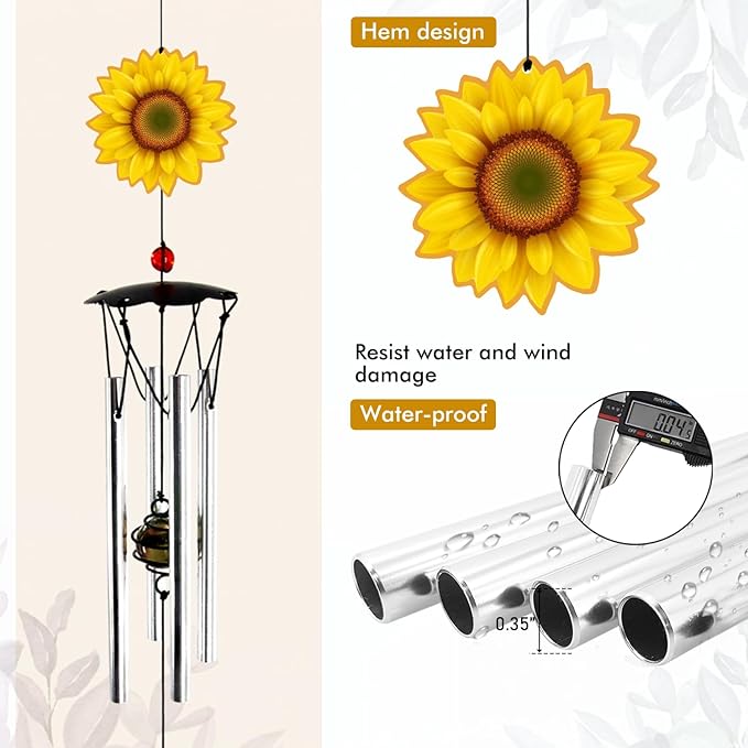 Wind Chimes for Outside Sunflower Wind Chimes Outdoor Home Patio Garden Decor Windchimes Outdoors Gift Ideas for Women Mom Grandma Sisters