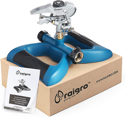 Lawn Sprinkler with Metal Head - 360 Degree Pulsating Garden Water Sprinkler for Lawn - Waters up to 85 feet in Diameter, Adjustable Spraying Area and Distance