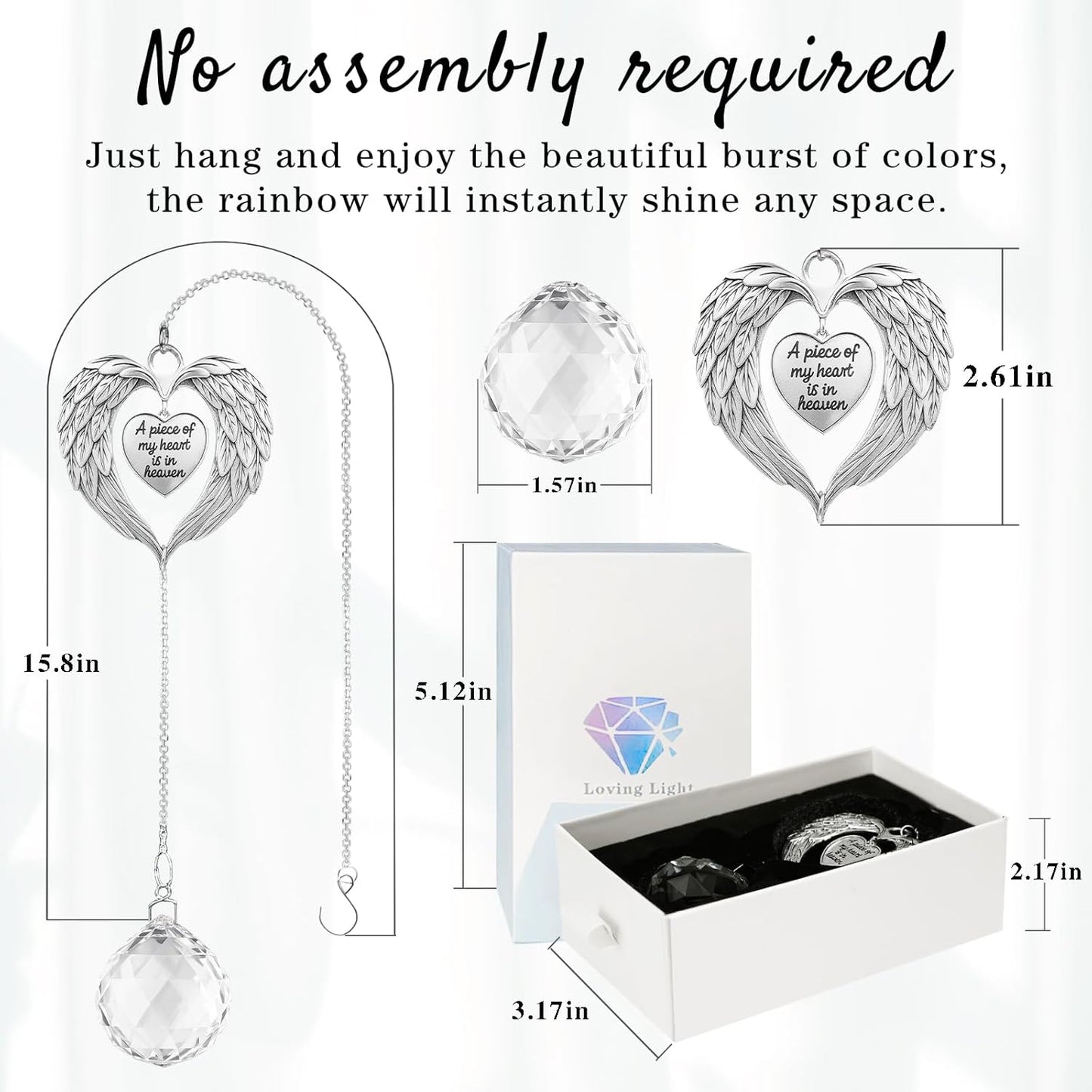 Memorial Gifts for Loss of Loved One, Unique Sympathy Gift Idea Crystal Ball Suncatcher, Rainbow Bereavement Grief Gift Box for Loss of Mom Friend Son Daughter Dog