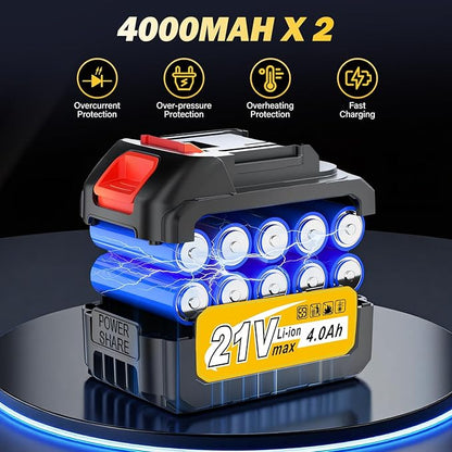 ALSO GO Leaf Blower Cordless with 21V Battery and Charger, Portable Lightweight Handheld Design, 500,000RPM Turbo Jet Blower with 3 Nozzles for Patio Cleaning, Lawn Care, Leaves and Dust