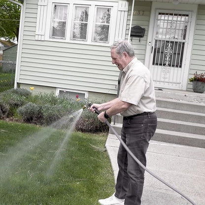 YOTOO Heavy Duty Hybrid Garden Water Hose 5/8-Inch by 100-Feet 150 PSI Kink Resistant, Flexible with Swivel Grip Handle and 3/4" GHT Solid Brass Fittings, Gray