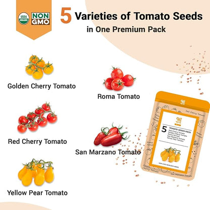 Tomato Seed Pod Kit, Grow Anything Kit for All Hydroponics Growing System, 14 Pods with 500+ Heirloom Tomato Seeds of Red & Golden Cherry Tomato/Roma Tomato/San Marzano Tomato/Yellow Pear Tomato
