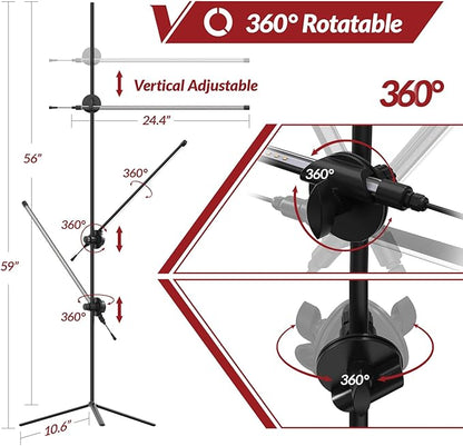 Grow Light with Stand for Indoor Plants, 3 Head 45W 168 LEDs Full Spectrum Adjustable Plant Light, 59'' H Tall Premium Aluminum Tripod Floor Stand for Indoor Gardening and Home Decoration