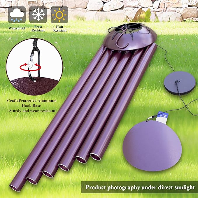 ASTARIN Extra Large Wind Chimes Outside, 2.4in Tubes Metal Handcrafted WindChimes with Deep Tone, Harmonic Deep Sound Outdoor Chimes,Outdoor Bass Bell Chime for Patio,Garden Yard Decoration,78" Bronze