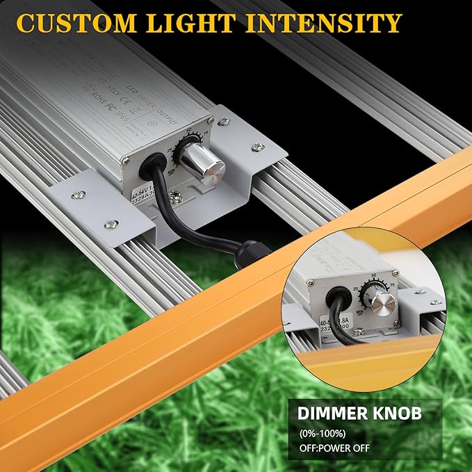 CANAGROW CG1200 LED Grow Light for Indoor Plants 2x2ft Coverage with High Yield Diodes, Sunlike Full Spectrum Dimmable Growing Lamps for Hydroponic Indoor Seeding Veg Bloom Greenhouse(Gold)