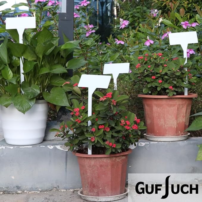 50 Pack Outdoor Plant Label, Large Waterproof Plastic Plant T-Type Tags, Durable Nursery Garden Markers, Perfect for Herbs, Flowers, Vegetable (Height 11.8'')