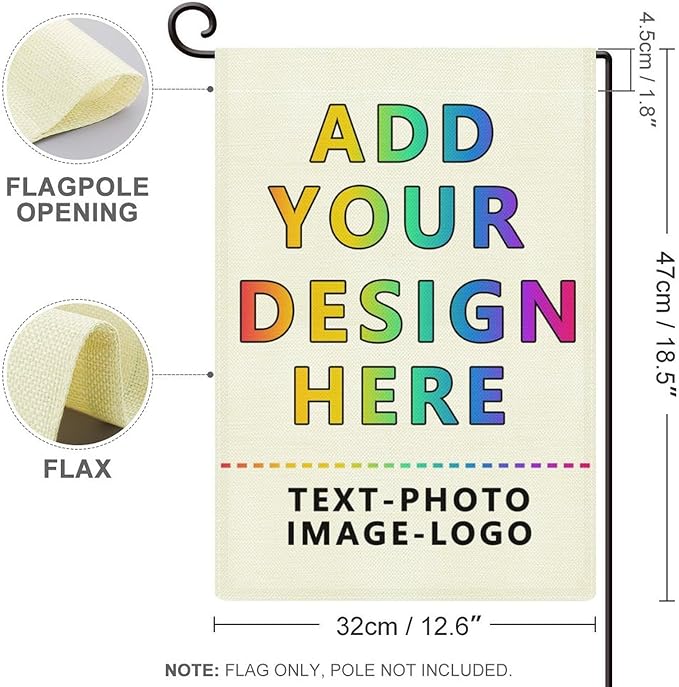 Custom Garden Flag for Outdoor Personalized Yard Flags Decor Customized Flag Add Your Own Picture Text House Lawn Banner Double Sided Home Wall Decoration 12.5x18 28x40