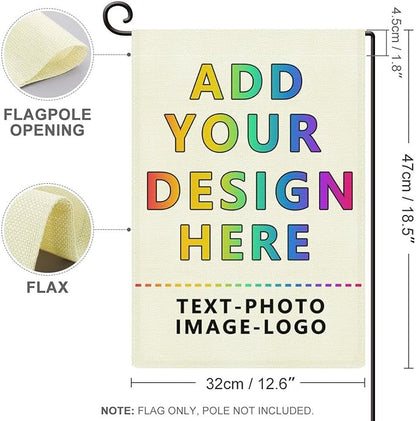 Custom Garden Flag for Outdoor Personalized Yard Flags Decor Customized Flag Add Your Own Picture Text House Lawn Banner Double Sided Home Wall Decoration 12.5x18 28x40