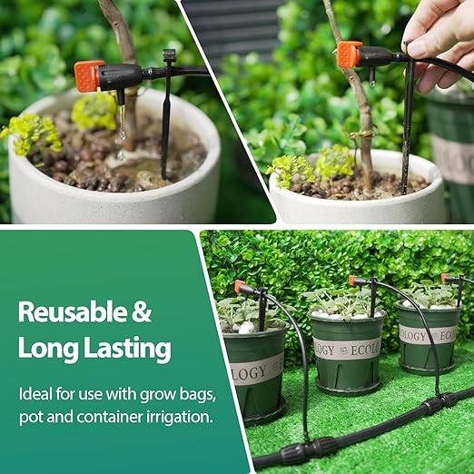 RedChili Drip Irrigation Inline Dripper for 1/4" Drip Irrigation Tubing, 35 Pieces Adjustable Drip Emitters Micro Drippers for Drip Irrigation Gardening System Maintain Constant Flow