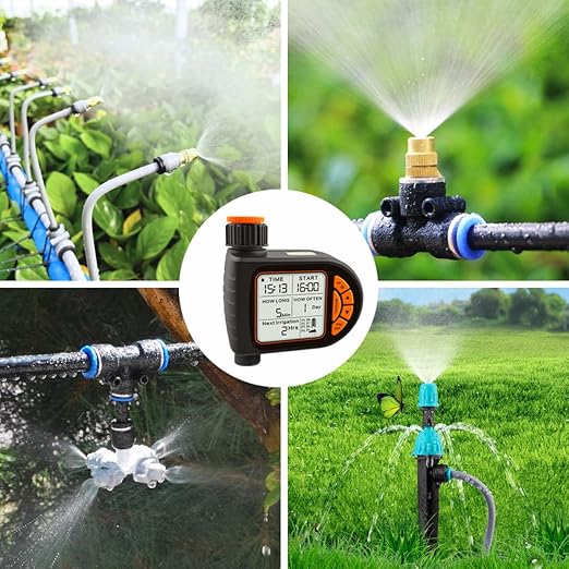 New Drip Irrigation Kits,Quick Connector Automatic Irrigation System,with Replaceable Bending Dropper,atomizing Copper Nozzle for Watering System for Garden Plant Lawn Patio. (20M+Timer)