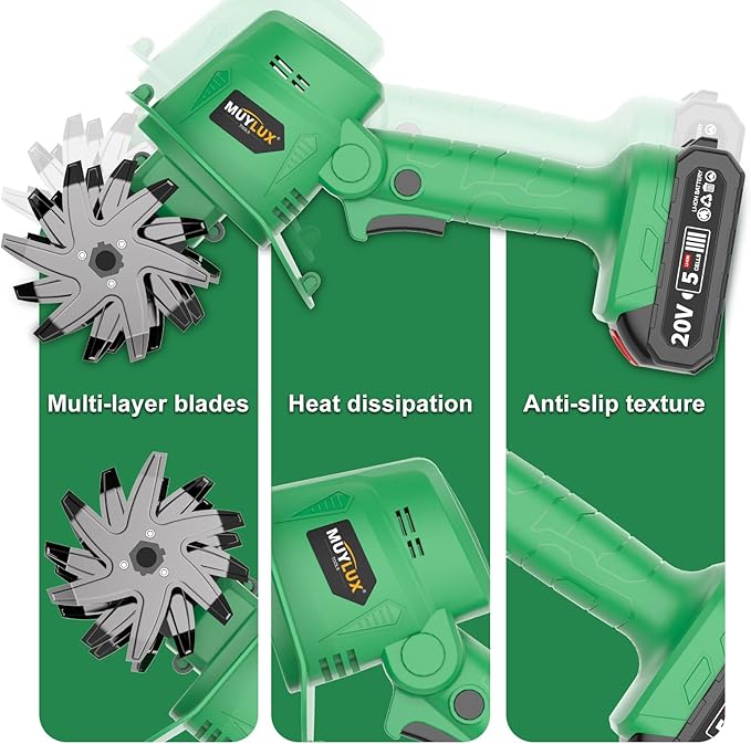 20V Cordless Tiller Cultivator for Gardening, Electric Garden Tiller with Only 1 x 2.0Ah Battery & Charger, Garden Rototiller for Lawn Gardening Soil Cultivation