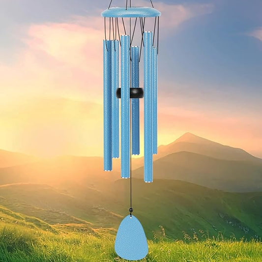 Aluminium Wind Chimes 26 Inches to Create a Zen Atmosphere Suitable for Outdoor, Garden, Patio Decoration. Classic Blue Wind Chimes with Wind Catcher Suitable as A Gift for Unisex