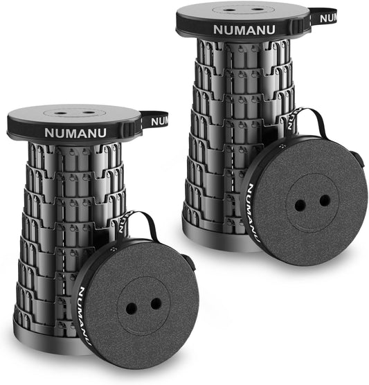 NUMANU 2025 Upgraded Collapsible Stool, 2.5"-18" Max 620lb Portable Folding Stool, Height Adjustable Retractable Telescopic Seat (2Pack Hard Seat)