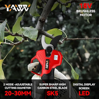 Electric Pruning Shears for Milwaukee M18 Battery, Portable Cordless Pruning Shears with LCD Display＆SK5 Blades, Adjustable Cutting Diameter 0.8-1.2 Inch for Gardening Tree Pruning(NO Battery)