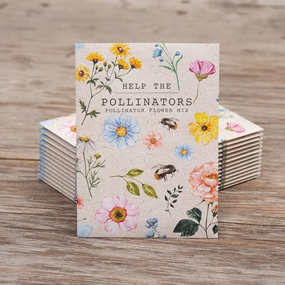 Bentley Seed Co. | Help Pollinators Kraft Bee! | 25 Non-GMO, Non-Coated Pollinator Wildflower Seed Packets | Flower Seeds Fro Planting | Garden Seed to Grow Live Plants | A Beautiful Gift