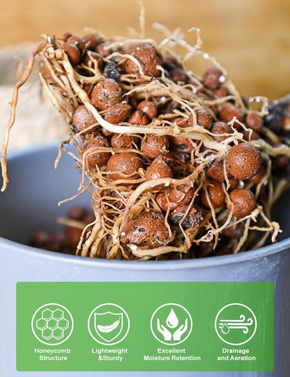 TOYPOPOR Leca Clay Pebbles for plants, Expanded Leca Balls, Lightweight Clay Ball, Potting Mix, Grow Media Used for Drainage, Decoration, Aquaponics, Hydroponics and Other Gardening Essentials 1 Quart