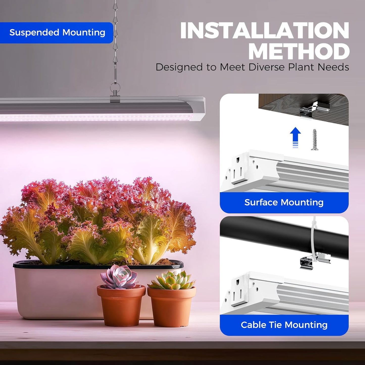 Barrina TX72 4FT Grow Lights for Seed Starting, 72W(500W Equivalent), High PPFD, Full Spectrum, Linkable, Hanging Light Fixture, Grow Lights for Indoor Plants, Vegetables with On/Off Switch, 1 Pack