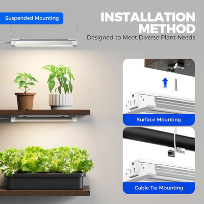 Barrina TX18 1FT Grow Light, 72W(4 x 18W, 360W Equivalent), High PPFD, Full Spectrum with 660nm Red LEDs, Grow Light Strip for Indoor Plants with On/Off Switch, Mechanical Timer, Linkable, 4 Packs