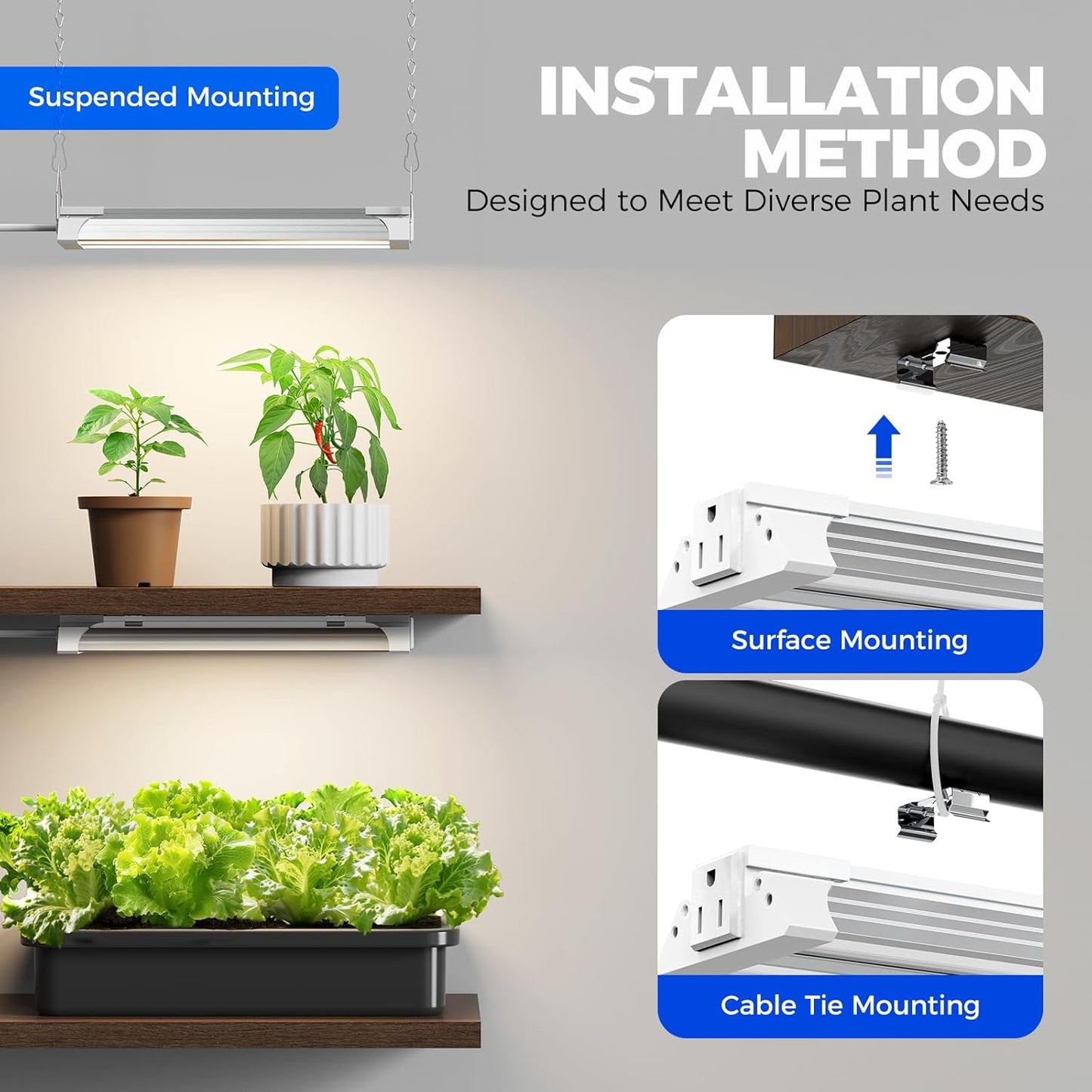 Barrina TX18 1FT Grow Light, 18W(90W Equivalent), High PPFD, Full Spectrum with 660nm Red LEDs, Grow Light Strip for Indoor Plants, Plant Shelves, Seedlings with On/Off Switch, Linkable, 1 Pack