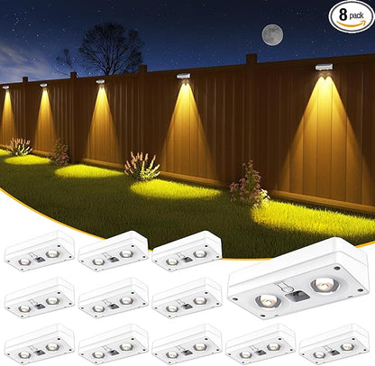 Solar Fence Lights 12 Pack, 50 Lumens Outdoor Fence Solar Lights with 12 Modes RGB Color Glow LED Solar Lights Outdoor Waterproof for Patio, Backyard, Deck, Fence, Railing.（White Shell）