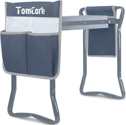 TomCare Garden Kneeler Seat Garden Bench Garden Stools Foldable Stool with Tool Bag Pouch EVA Foam Pad Outdoor Portable Kneeler Christmas Gardening Gifts for Women Men,Large 21.65"x10.62"x18.89",Grey