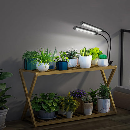 24V Grow Lights for Indoor Plants, 2 Head Full Spectrum LED Grow Light, LM281B+660nm Plant Lights for Indoor Growing, 5-Level Dimmable, 18W 370umol/s/m²@Dist:6in