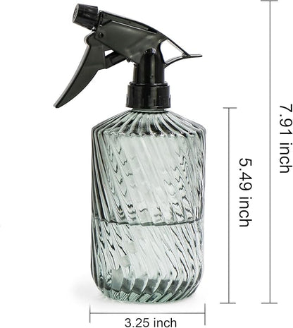 OFFIDIX Fine Mist Plant Mister,Handheld Pressure Glass Spray Bottles,0.45L/15.22oz Watering Can with Adjustable Nozzle for Outdoor Indoor Gardening and Cleaning Work(Diagonal Light Green)