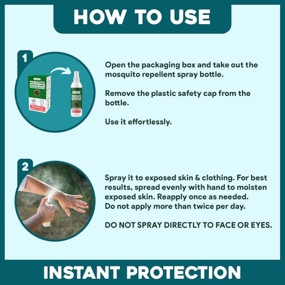 Natural Mosquito Repellent Spray TwinPack 6.75 oz DEET Free Insect Repellent Spray Lemon Eucalyptus Oil Scent for Mosquitoes Gnats Black Flies No-See-ums repelente de Mosquitos para ninos