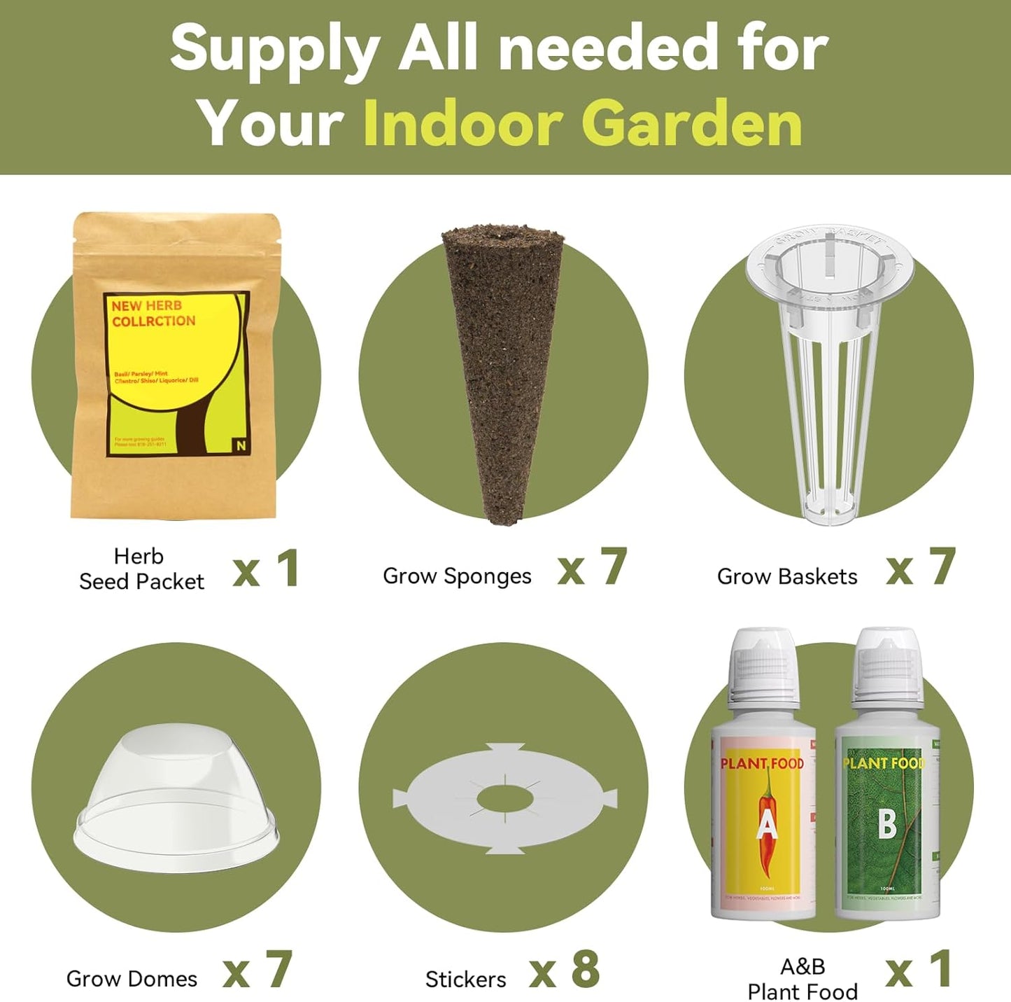 Gourmet Herb Seed Pods for AeroGarden, Ahopegarden, iDOO Hydroponics Growing System Indoor, 400+ Seeds, Germination Kits Include Basil, Cilantro, Dill, Parsley, Mint, Shiso, Liquorice(7-Pods)