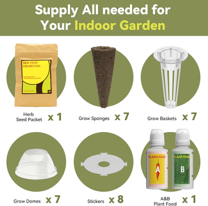 Gourmet Herb Seed Pods for AeroGarden, Ahopegarden, iDOO Hydroponics Growing System Indoor, 400+ Seeds, Germination Kits Include Basil, Cilantro, Dill, Parsley, Mint, Shiso, Liquorice(7-Pods)