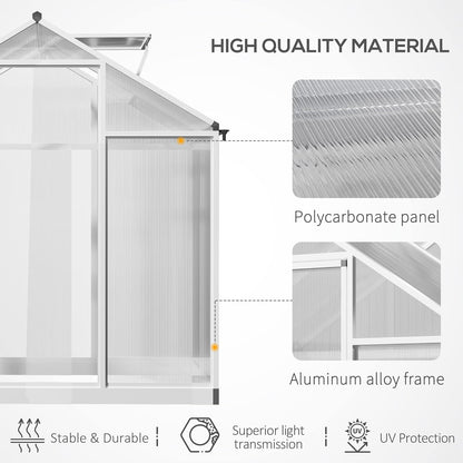 Outsunny 4' x 6' Greenhouse for Outdoors, Polycarbonate Greenhouse with Rain Gutter and Roof Vent, Aluminum Walk-in Green Houses for Outside Patio Backyard Garden