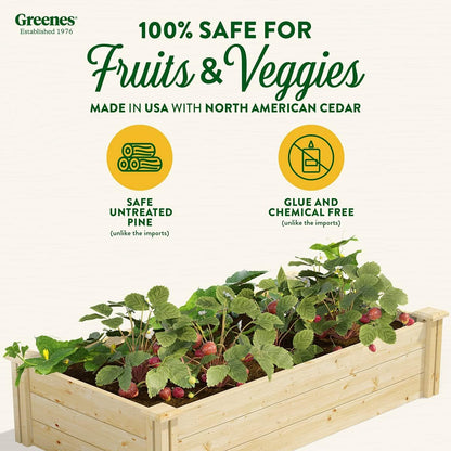 Greenes Fence Original Pine Raised Garden Bed, 2' x 4' x 10.5" - Made in USA with American Pine
