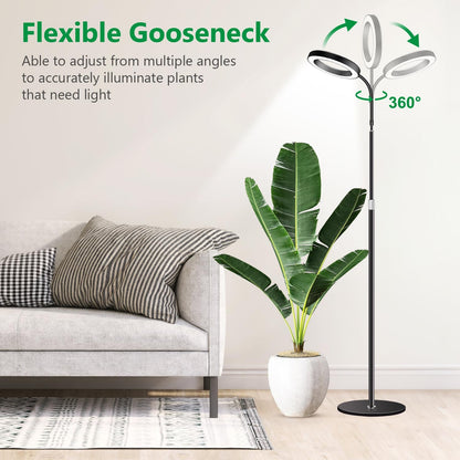 Grow Lights for Indoor Plants, Full Spectrum Floor Standing Plant Lights with 68" Stand for Growing Large Tall Plants, Black Halo LED Plant Grow Light with 6/12/16H Timer