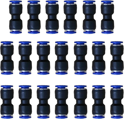 6mm OD Pneumatic quick Connector Push to Connect fittings Straight Union/Coupler (Pack of 20)