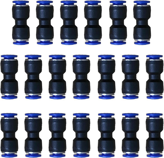 6mm OD Pneumatic quick Connector Push to Connect fittings Straight Union/Coupler (Pack of 20)
