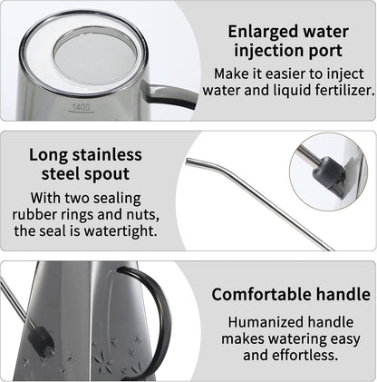 Goowin Indoor Plants Watering Can, Long Spout 47 oz with Bonus 16 oz Spray Bottle & 8.5 oz Squeeze Bottle, Grey
