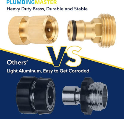 Garden Hose Quick Connector, 3/4 Inch GHT Thread Quick Connect Kit, Solid Brass Water Hose Fittings with Female Adapter and Male Adapter(10pcs)