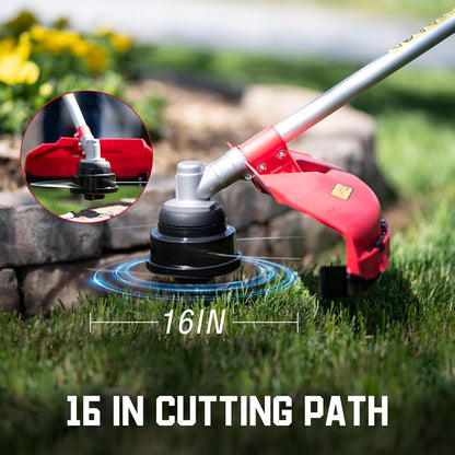 PowerSmart 25.4cc Gas Weed Wacker, String Trimmer/Edger 16-Inch with 10-Inch Brush Cutter for Grass Cutting