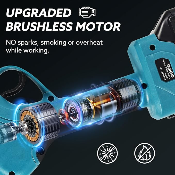 Cordless Electric Power Pruner Shears - Battery Pruning Shears 40mm Max Cutting Diameter with 20V 2X 2.0Ah Batteries and Charger, Professional Heavy Duty Gardening Pruner with Replacement Blades