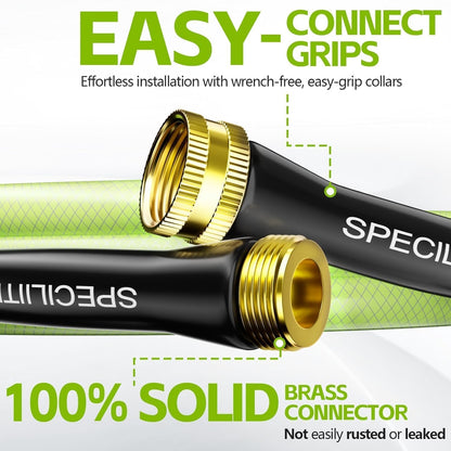 SPECILITE Flexible Garden Water Hose 175 Ft, Heavy Duty, Lightweight and Leak-Proof Pipe× 1/2 In, 3/4" Brass Swivel Fittings,Burst 600 PSI, Non-Expandable, Kink-Proof, For Car, Yard, Outdoor, Lawn