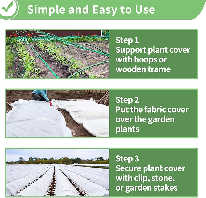 SPORTYOUTH 2 Packs Plant Covers Freeze Protection 10 x 30 FT 1.2 oz/yd² Frost Cloth Blankets Large Thicker Garden Floating Row Cover Fabric for Outdoor Plants Winter Cold Fruits Pests Protection