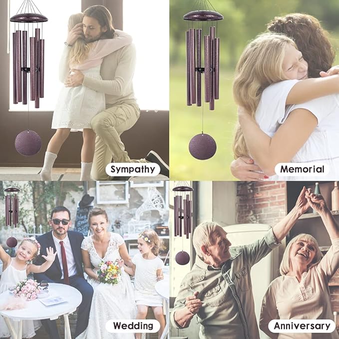 ASTARIN Wind Chimes Deep Tone, 36 Inch Large Metal Windchimes Outdoor Large Deep Tone with 6 Metal Tubes Deliver Soft Melody, Tuned WindChimes for Garden Balcony Patio and Home Décor. Bronze