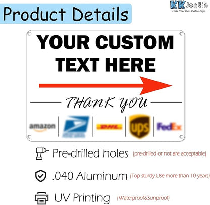 Custom Metal Delivery Sign for Packages, Waterproof Personalized Leave Packages Sign for Home, Leave Your Delivery Instruction on Signage (Normal style, 18"x12")