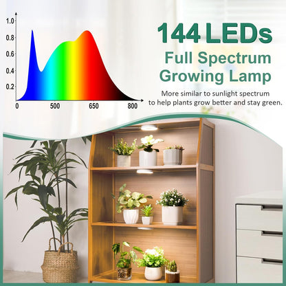 LORDEM Grow Light for Indoor Plants, 48 LEDs Ceiling Full Spectrum Plant Light, 5V Corded Growing Lamp with 4/8/12H Auto Switch, 4 Dimmable Brightness Levels, Single-Head, 3 Pack