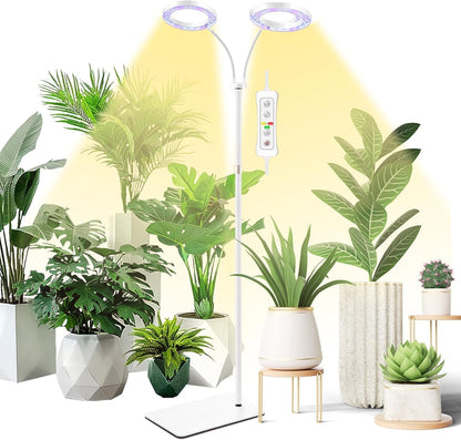 yadoker Desk Plant Grow Light for Indoor Plant, Dual-Head LED Grow Light,Height Adjustable,Automatic Timer with 8/12/16 Hours,10-Level Brightness,Ideal for Small Plant Grow