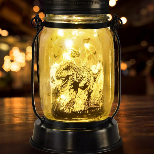 Dinosaur Gifts for Women/Men Tyrannosaurus Rex Lovers Solar Lantern Mom Birthday, Mothers Day, Christmas Gifts, Solar Tyrannosaurus Rex Garden Decoration Outside for Yard, Patio,Backyard,Porch, Torche